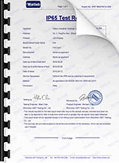 Environmental Reliability Test - IP65